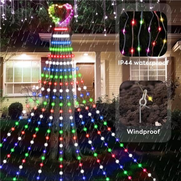 Outdoor Valentines Day Decoration Lights, 11Ft 310 LED Waterfall Lights - Picture 5 of 8
